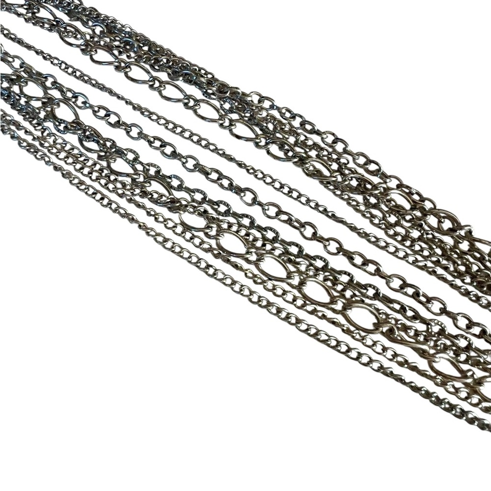 Silvertone Adjustable Long Fringe Statement Neckl… - image 4